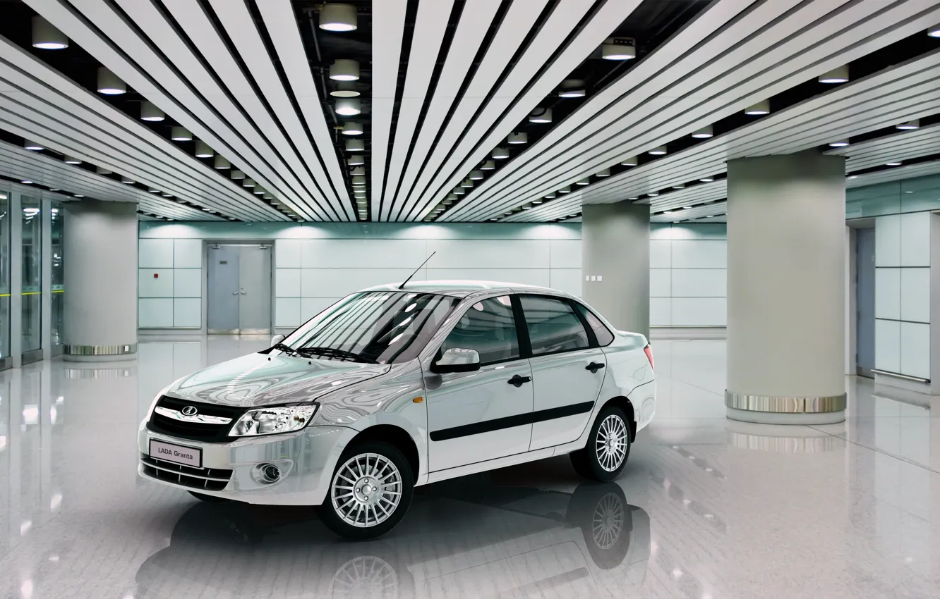 Photo wallpaper white, background, Wallpaper, Lada, Lada, Granta, Grant, sedan
