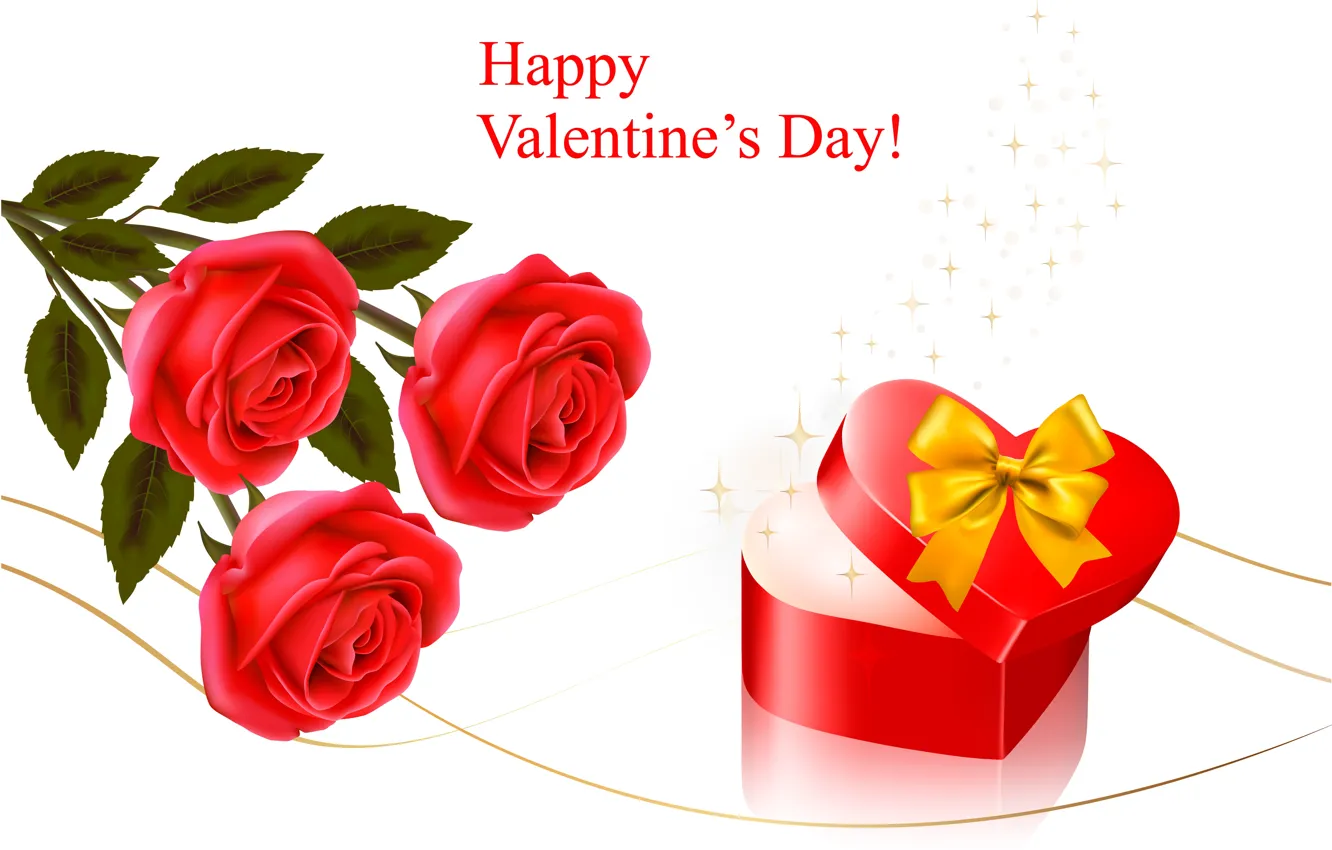 Photo wallpaper flowers, holiday, roses, hearts, Valentine's day