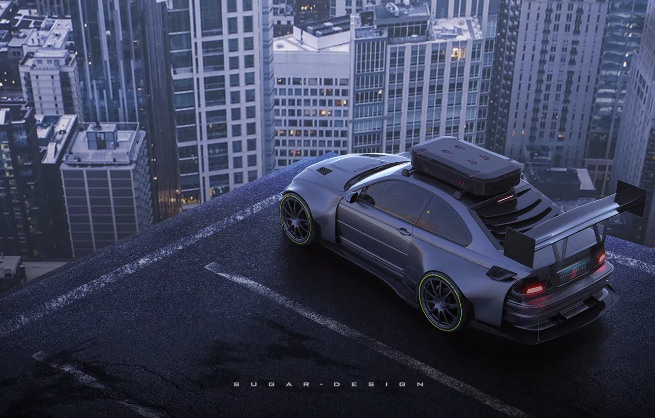 Photo wallpaper machine, auto, the city, rendering, BMW, BMW M3 E46, industrial design, Transport & Vehicles