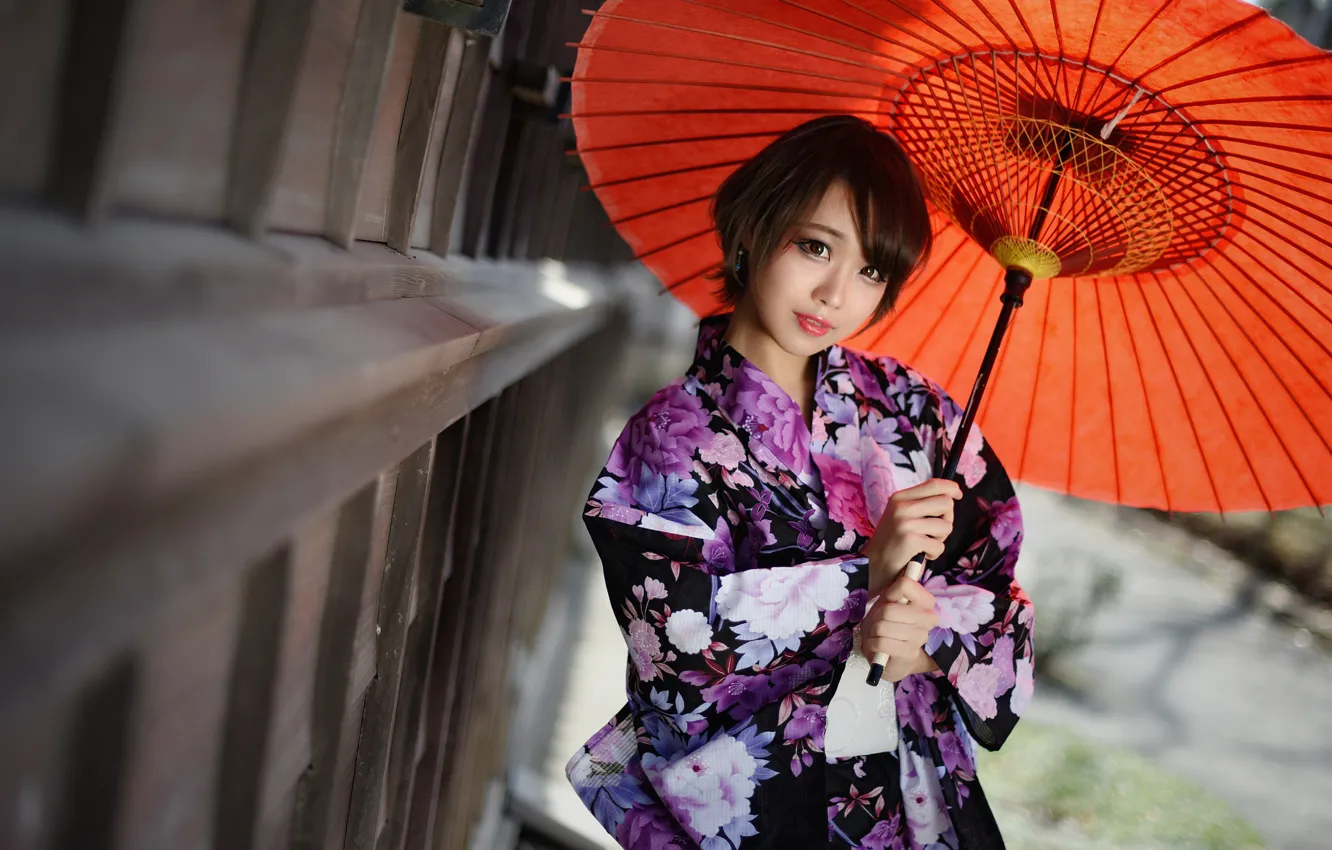 Photo wallpaper face, style, umbrella, Asian