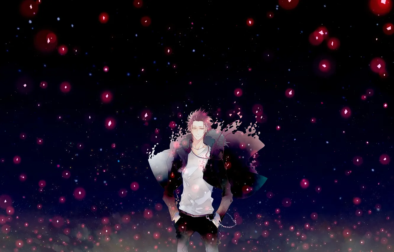 Photo wallpaper stars, night, anime, lights, art, guy, k-project, mikoto suoh