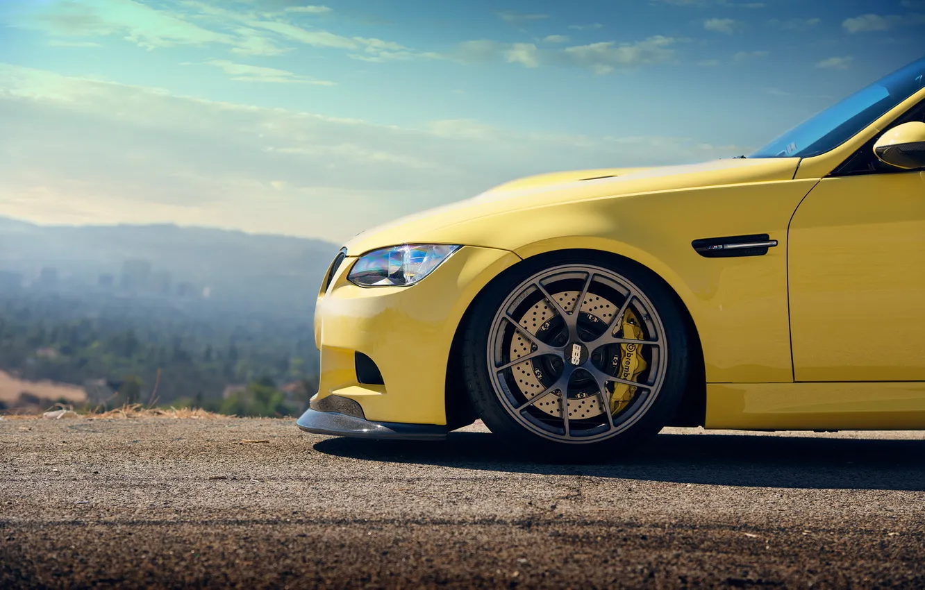 Photo wallpaper BMW, yellow, the front, bmw m3
