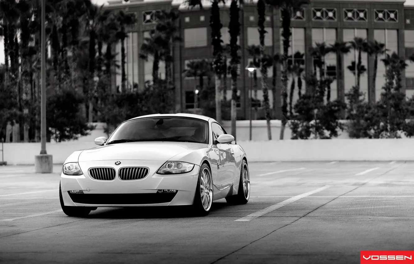 Photo wallpaper black and white, BMW Z4, Vossen Wheels