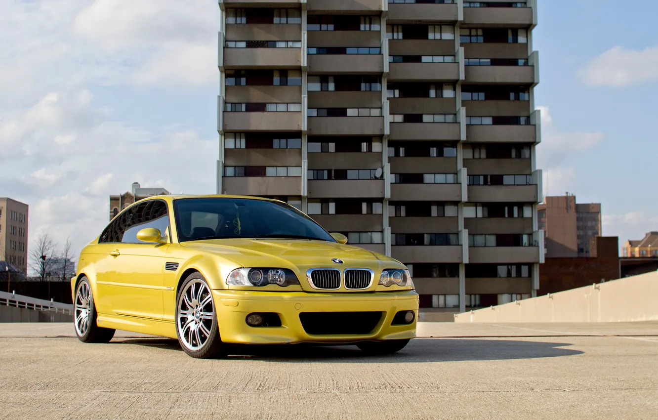 Photo wallpaper BMW, E46, YELLOW