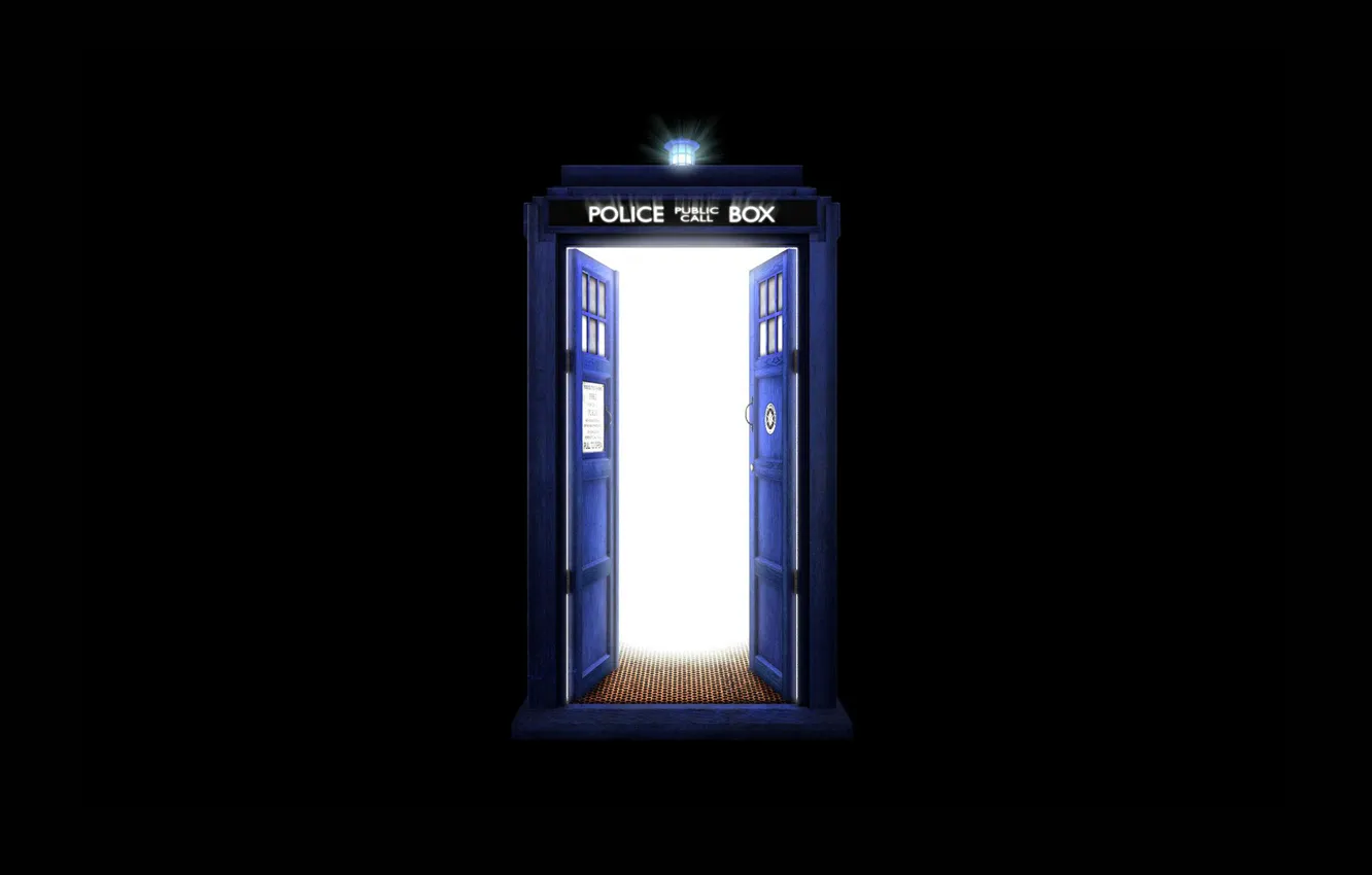 Photo wallpaper booth, black background, Doctor Who, Doctor Who, The TARDIS, TARDIS
