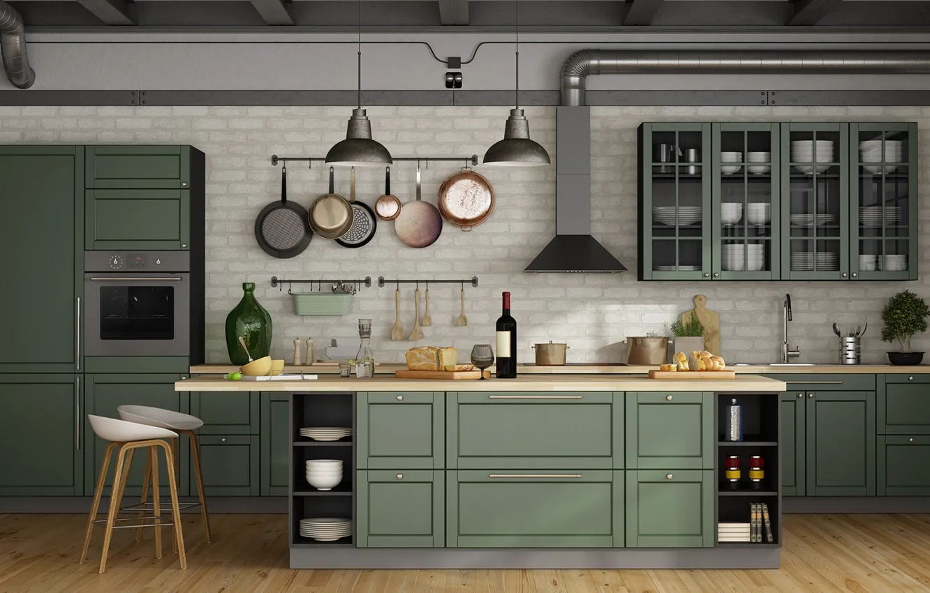 Photo wallpaper room, interior, kitchen