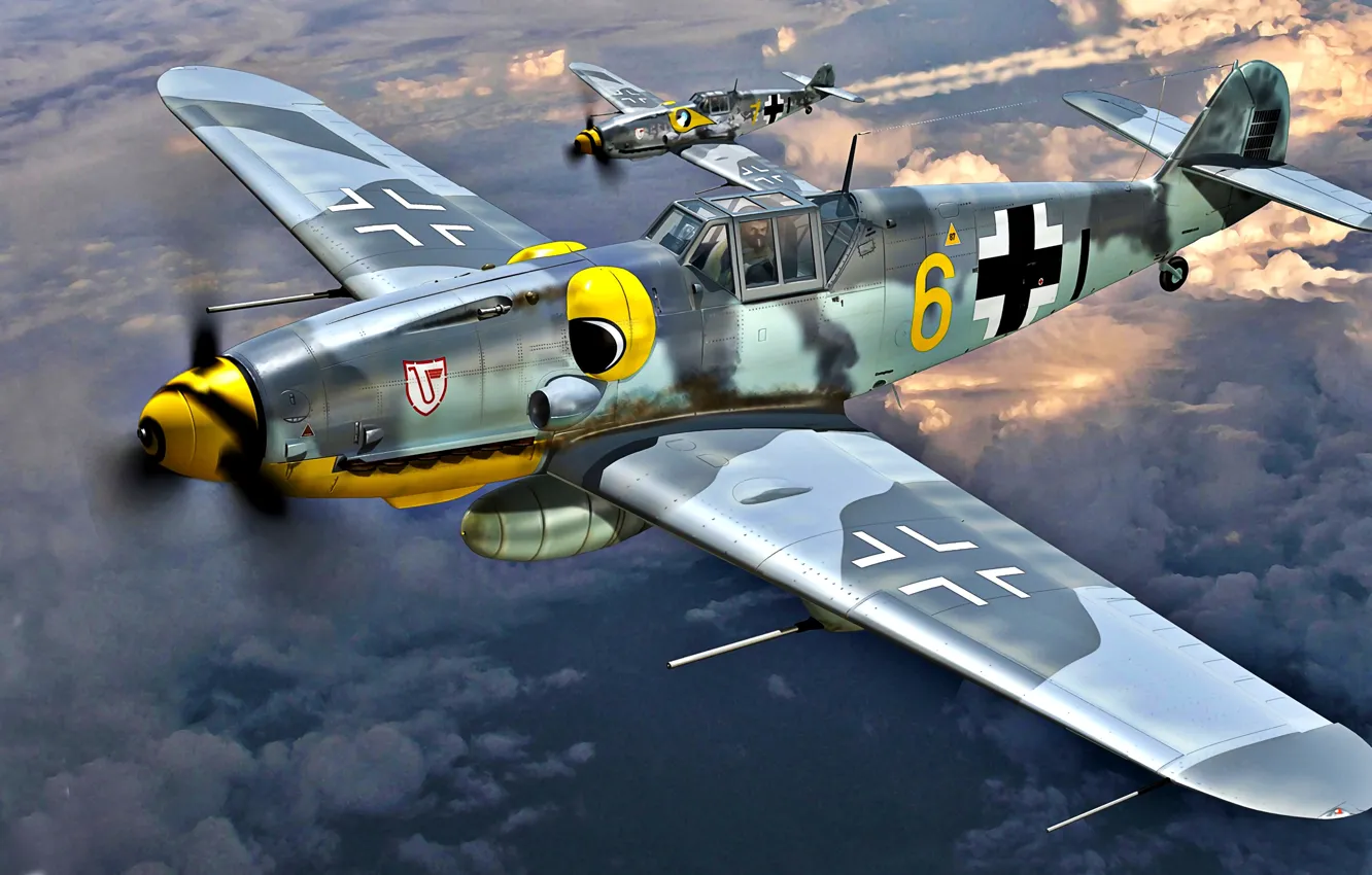 Photo wallpaper Messerschmitt, Bf-109, Bf.109G-6/R6, ''Udet'', Alfred Surau, September 1943, 9./JG3