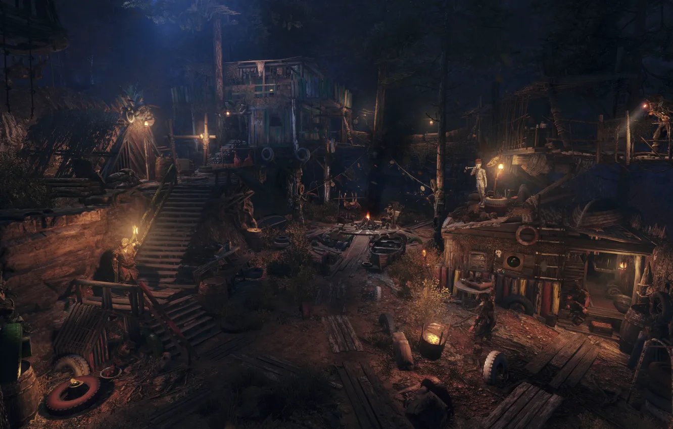 Photo wallpaper night, people, Metro Exodus, Metro Exodus, Gamescom 2018