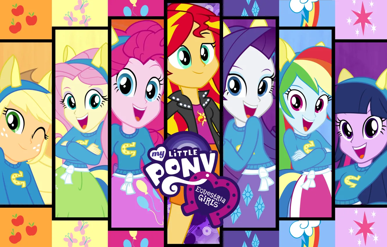 Photo wallpaper Rainbow, applejack, my little pony, rainbow dash, twilight sparkle, rarity, pinkie pie, my little pony