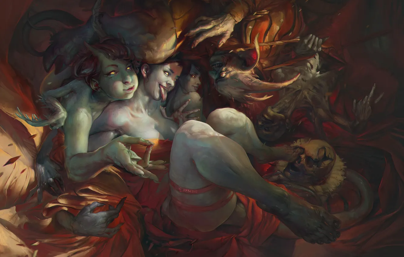 Photo wallpaper darkness, figure, the demon, horror, art, Illustration, Rabies, by Peter Polach