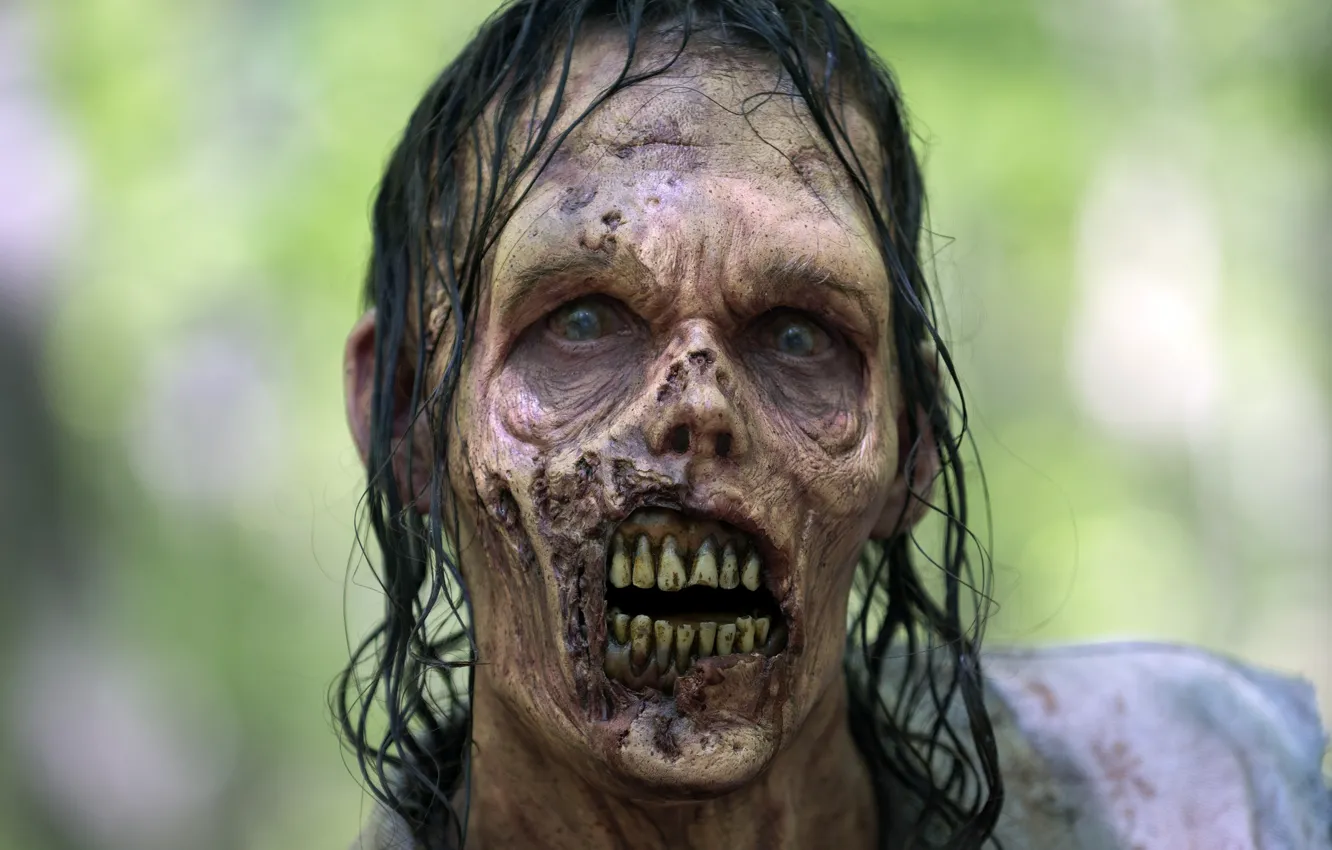 Photo wallpaper zombie, teeth, The walking dead