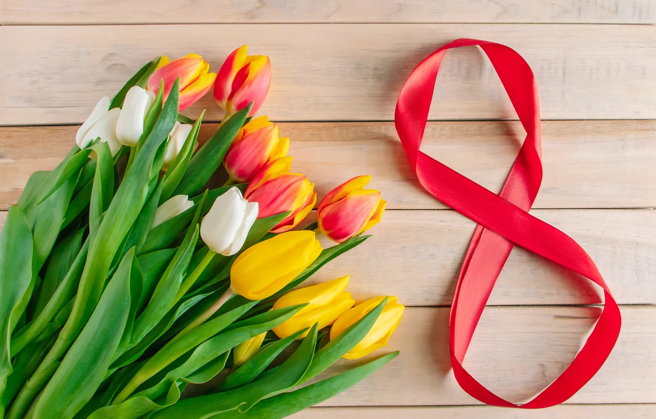 Photo wallpaper flowers, colorful, figures, tulips, March 8, flowers, tulips, spring