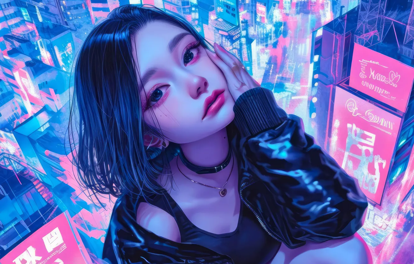 Photo wallpaper girl, look, AI Art