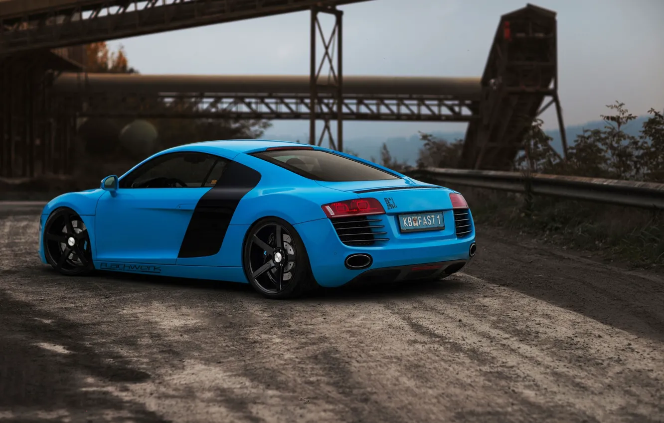 Photo wallpaper road, Audi, blue, Audi, rear view, blue, bump