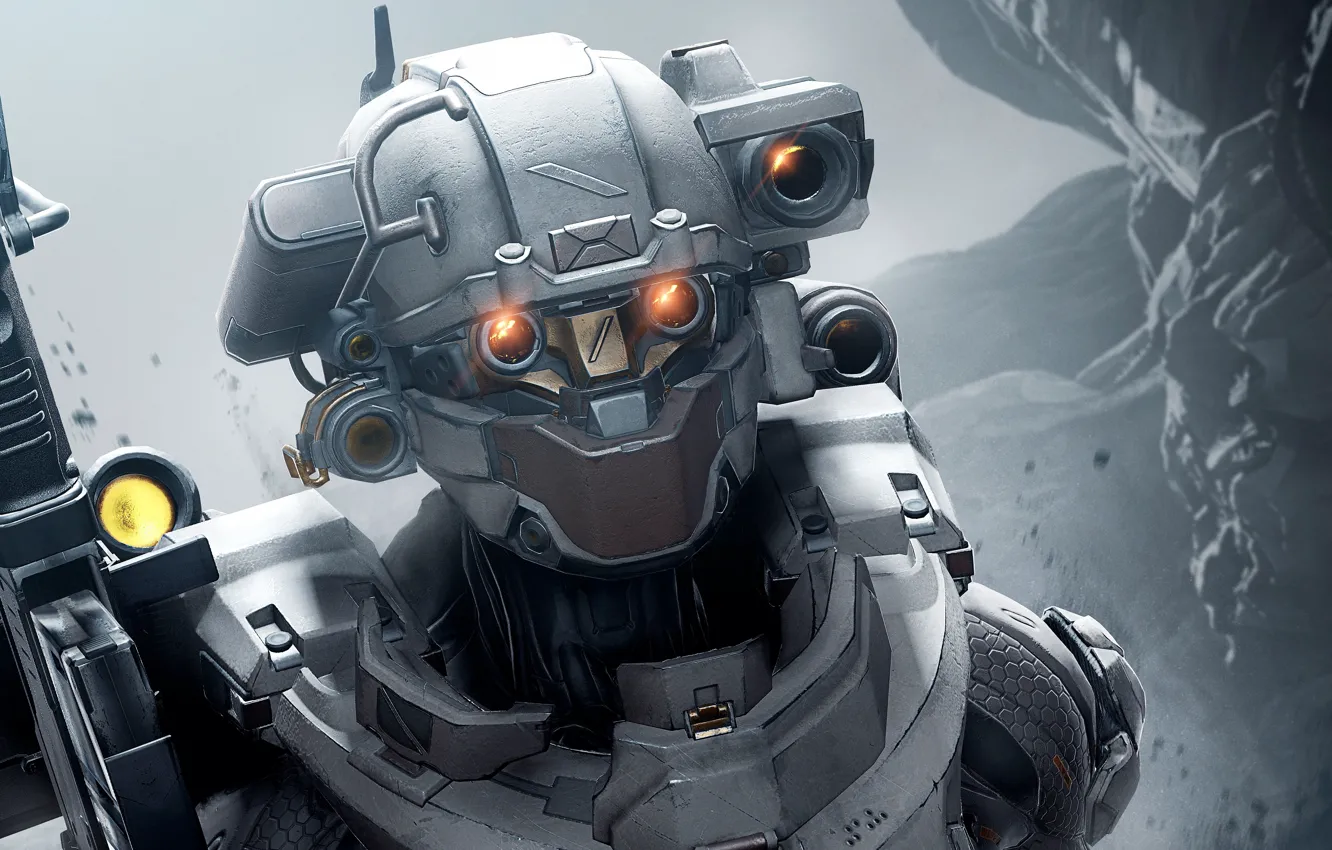 Photo wallpaper weapons, steel, robot, iron, sensors, bokeh, sensor, Fantastic art