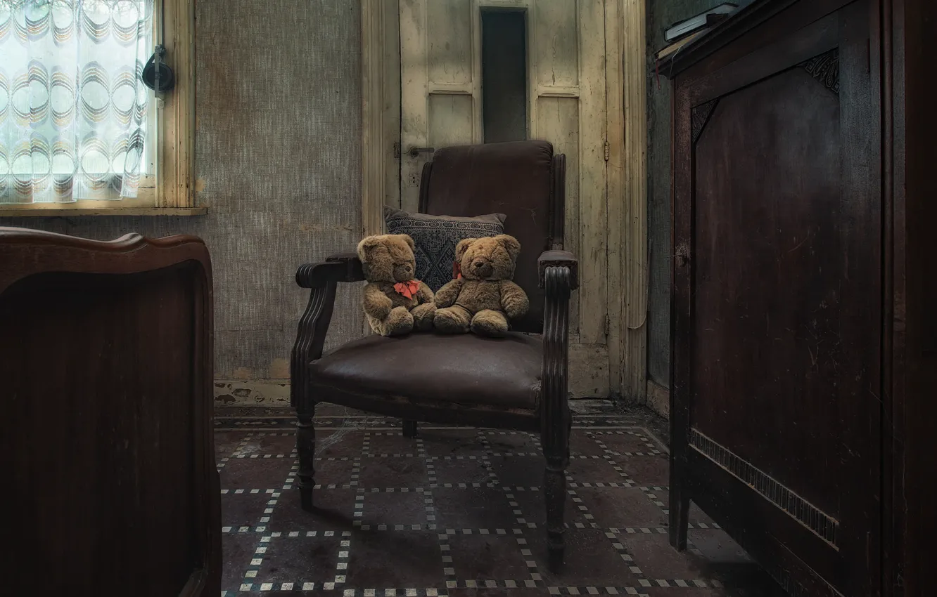 Photo wallpaper room, toys, chair, Teddy bears
