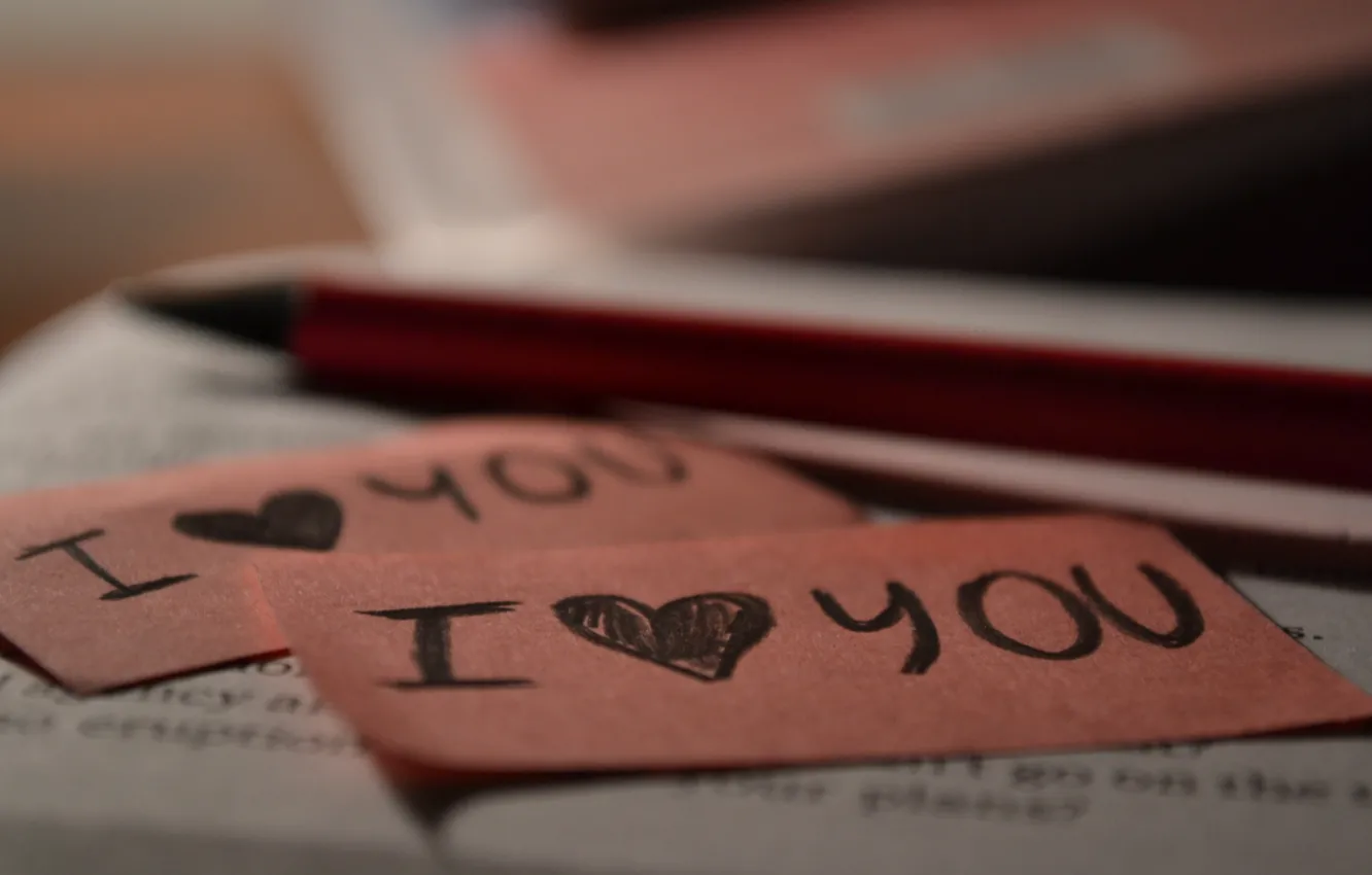 Photo wallpaper love, pink, heart, book, pencil, love