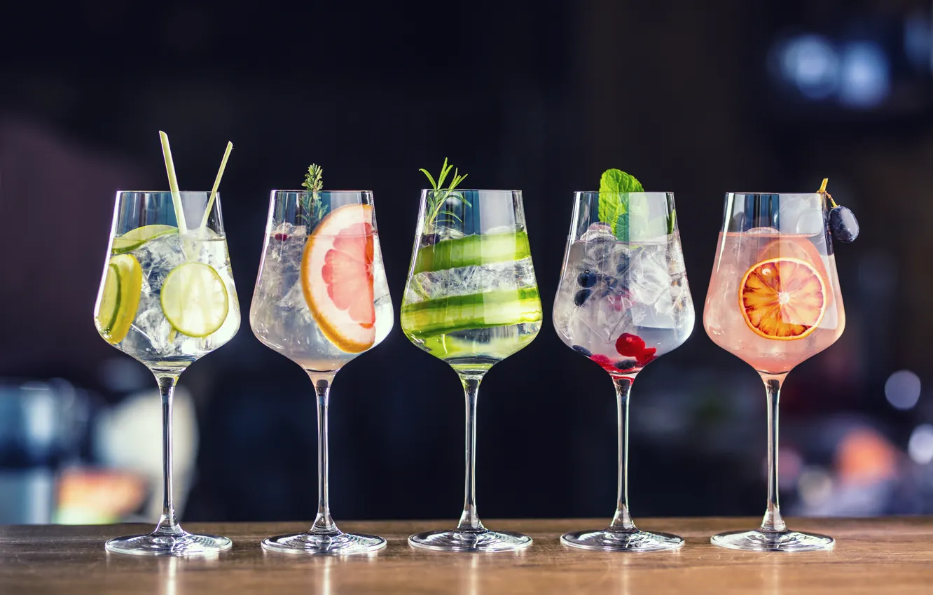 Photo wallpaper glasses, fruit, drinks, Cocktails