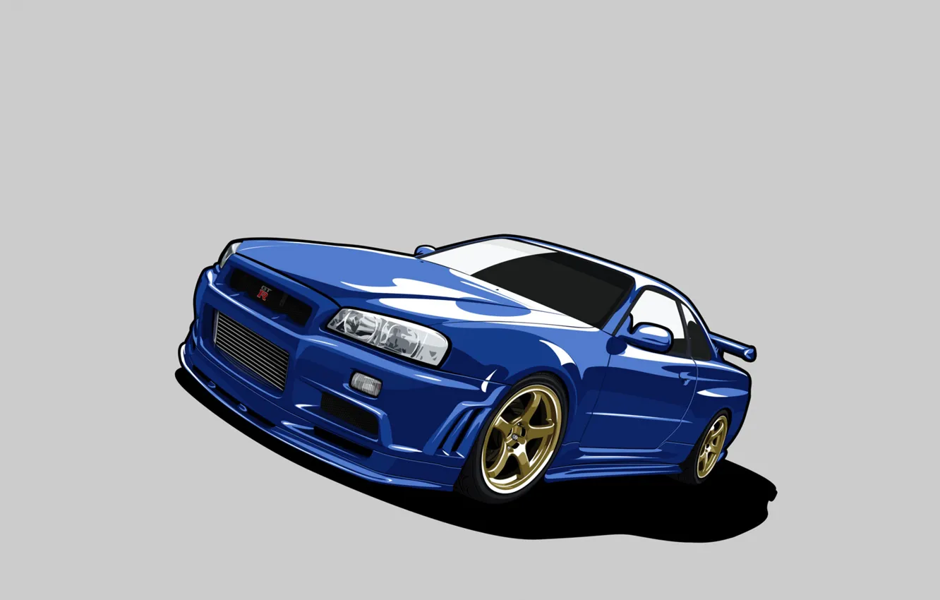 Photo wallpaper gold, figure, GTR, Nissan, skyline, Nissan, mobile, GTR R34