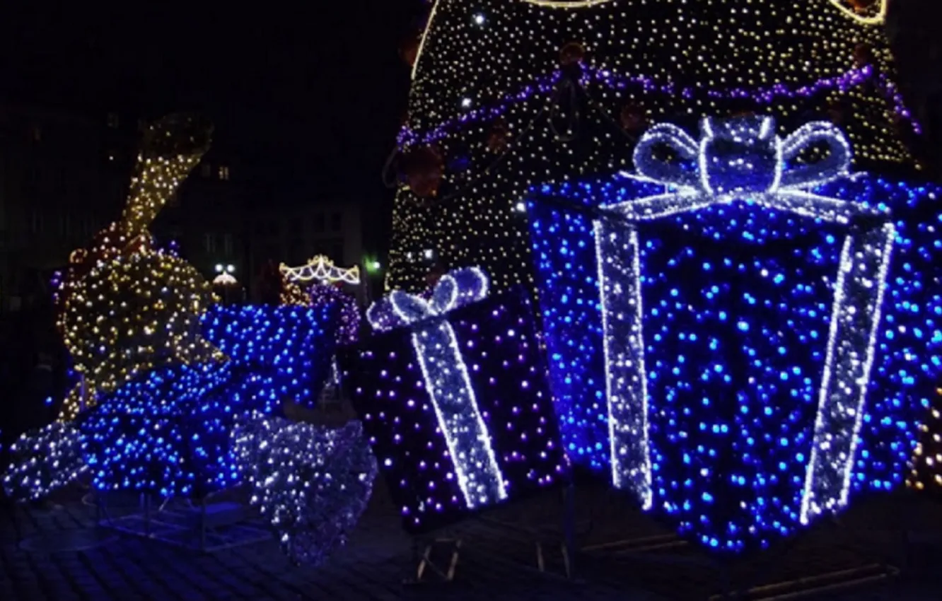 Photo wallpaper holiday, lights, girllady
