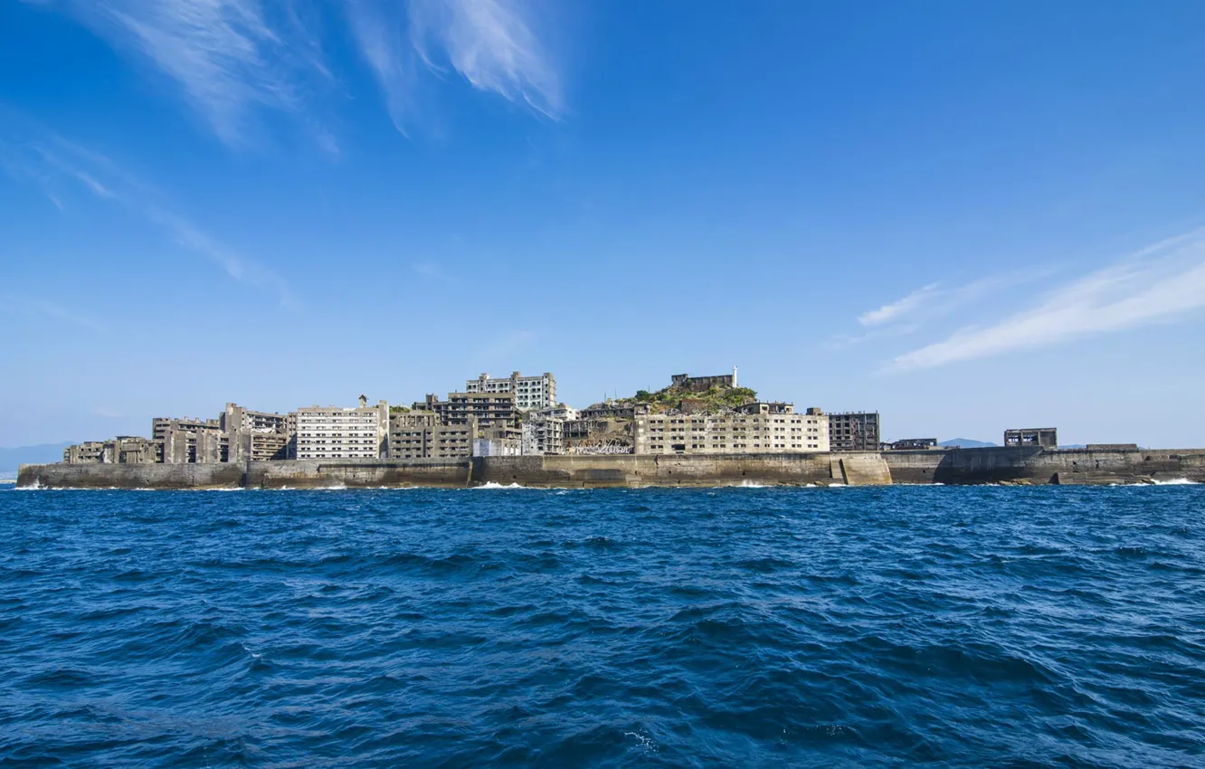 Photo wallpaper sea, home, Japan, hashima island