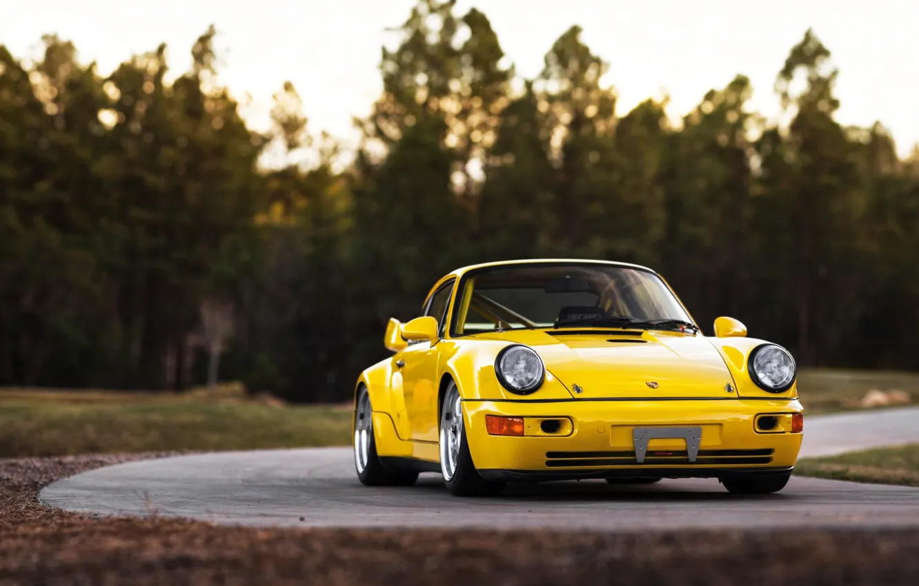 Photo wallpaper machine, auto, yellow, 911, Porsche, Porsche 911, Carrera, the front