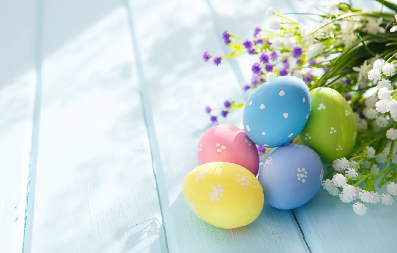 Photo wallpaper Easter, Eggs, Holidays, Bouquets