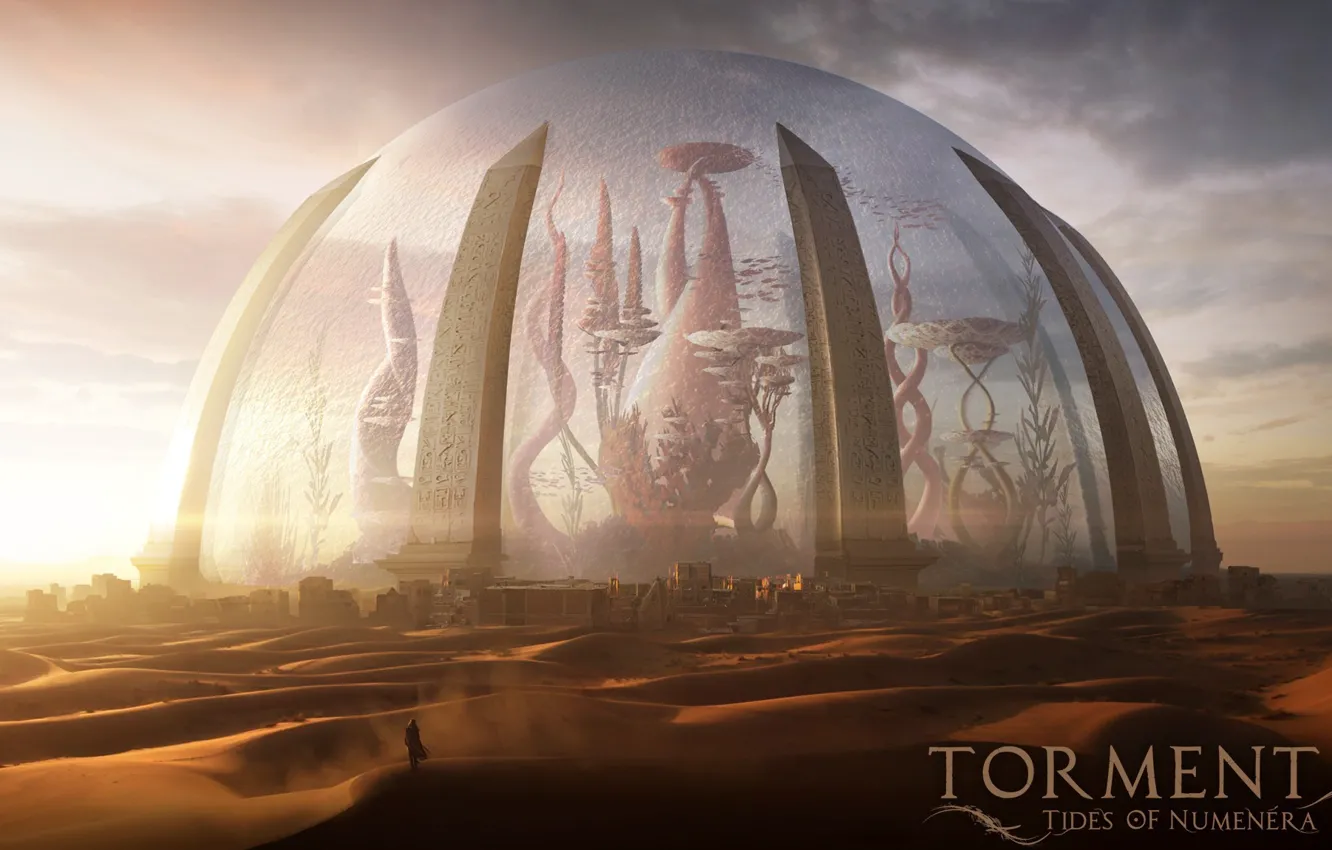 Photo wallpaper desert, man, tides of numenera, Torment