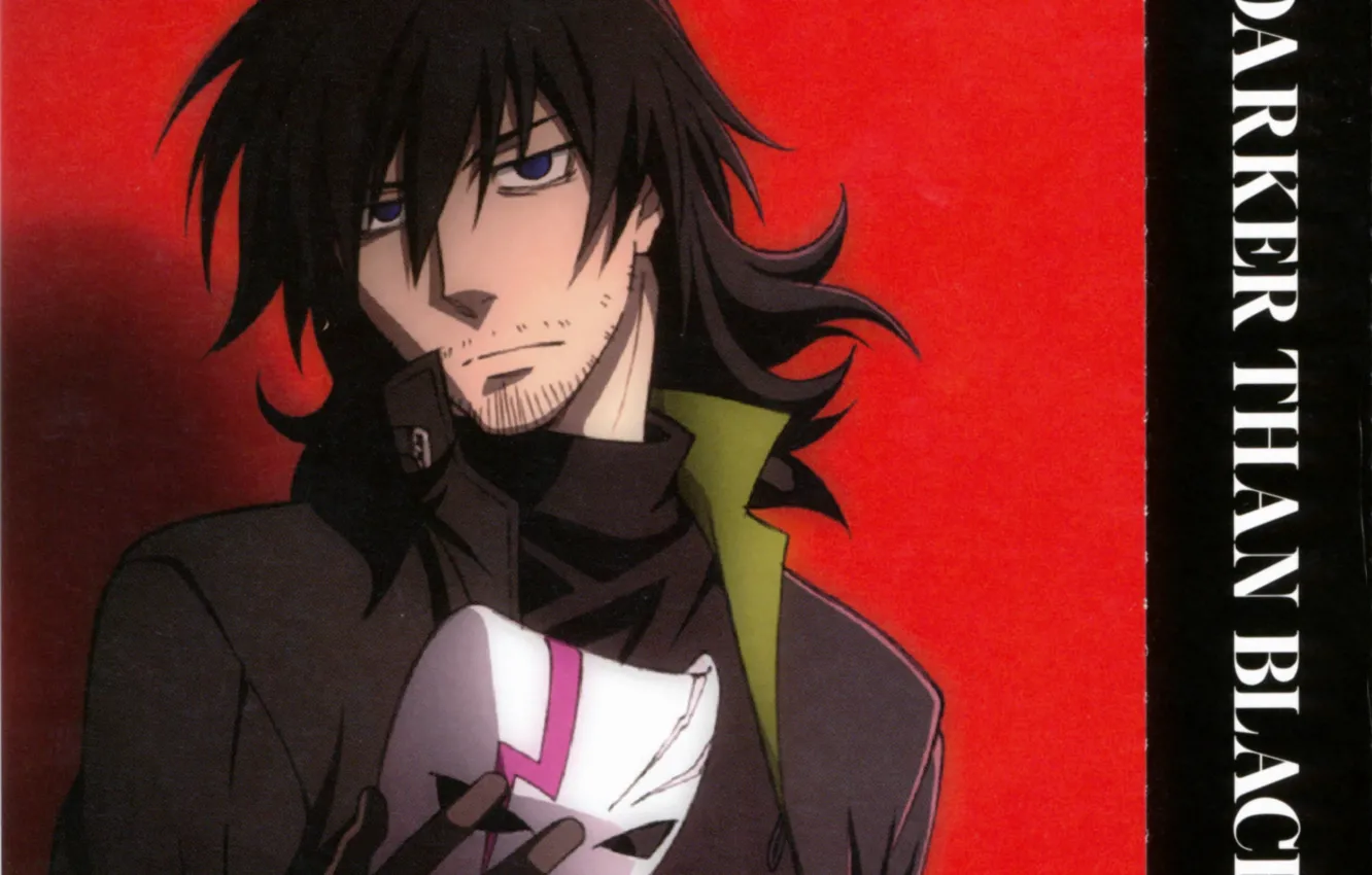 Photo wallpaper cracked, black, mask, cloak, bristles, red background, darker than black, Hei