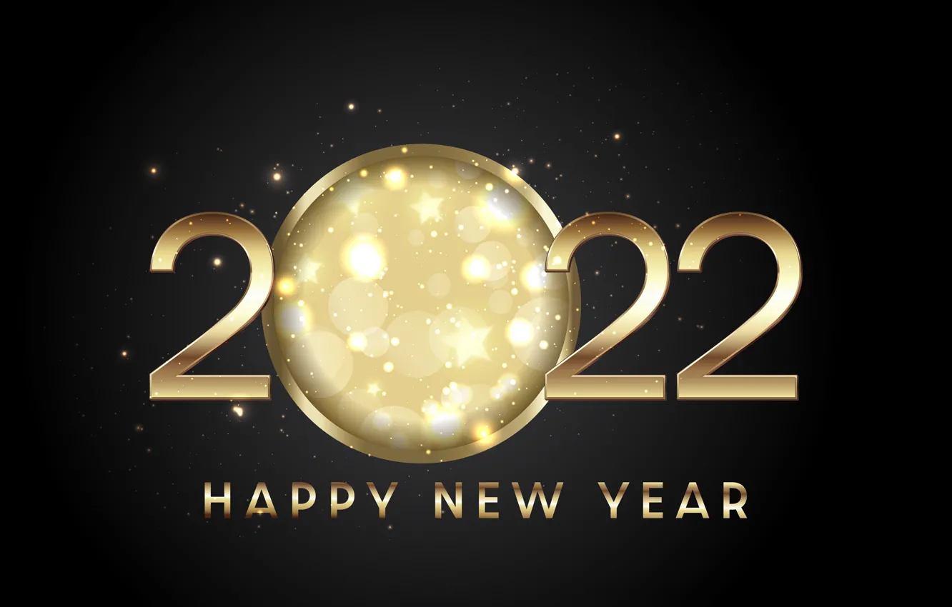 Photo wallpaper gold, new year, figures, golden, black background, New Year, decoration, Happy