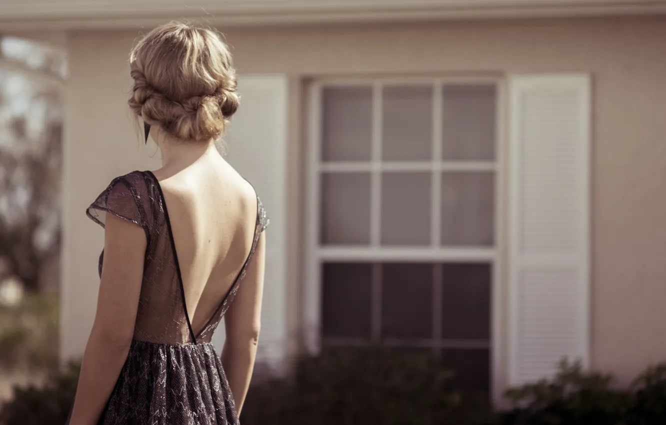 Wallpaper girl, back, hairstyle, blonde, neckline for mobile and ...