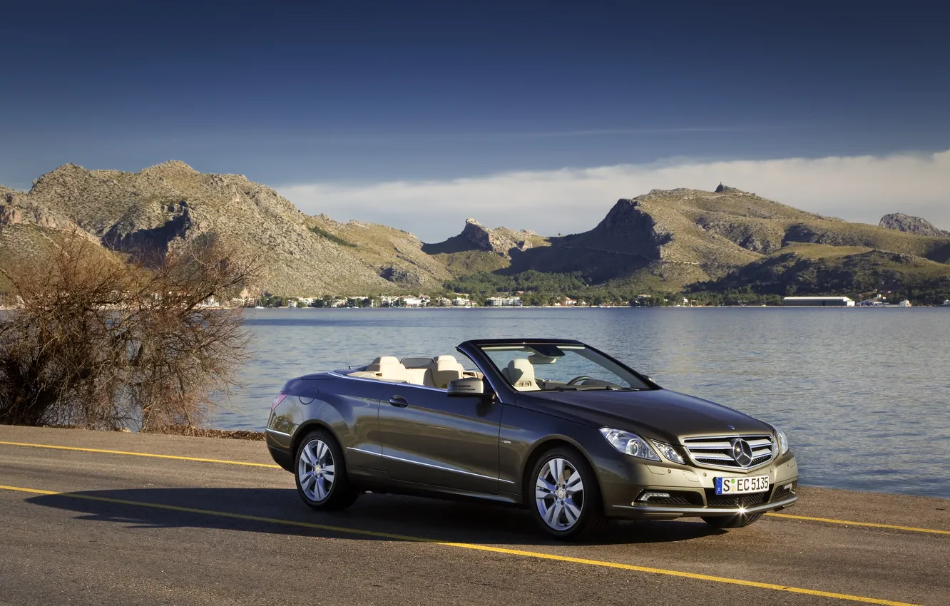 Photo wallpaper lake, Mercedes, convertible, Mercedes, E class cabrio