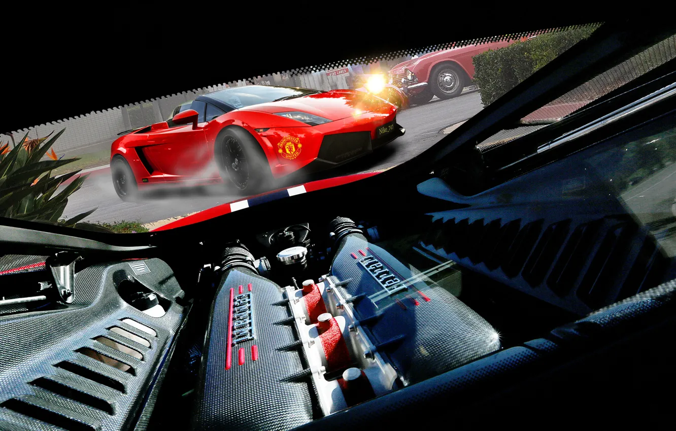 Photo wallpaper car, engine, power, turbine, Ferrari, red, photography, muscle