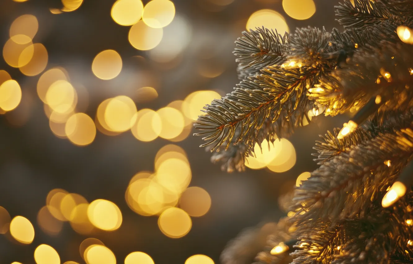 Photo wallpaper winter, light, branches, lights, glare, holiday, new year, texture