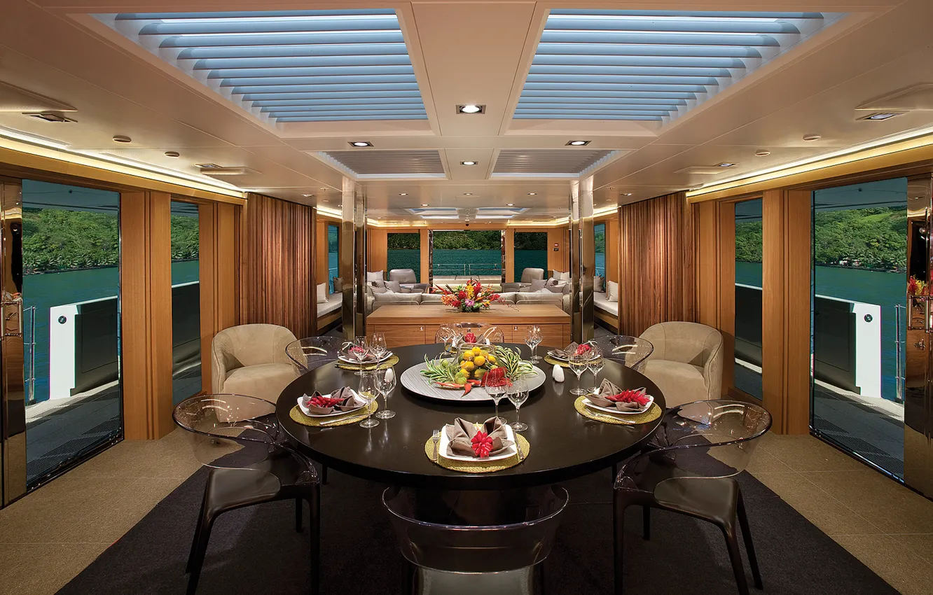 Photo wallpaper design, style, interior, yacht, salon, Suite, dining room