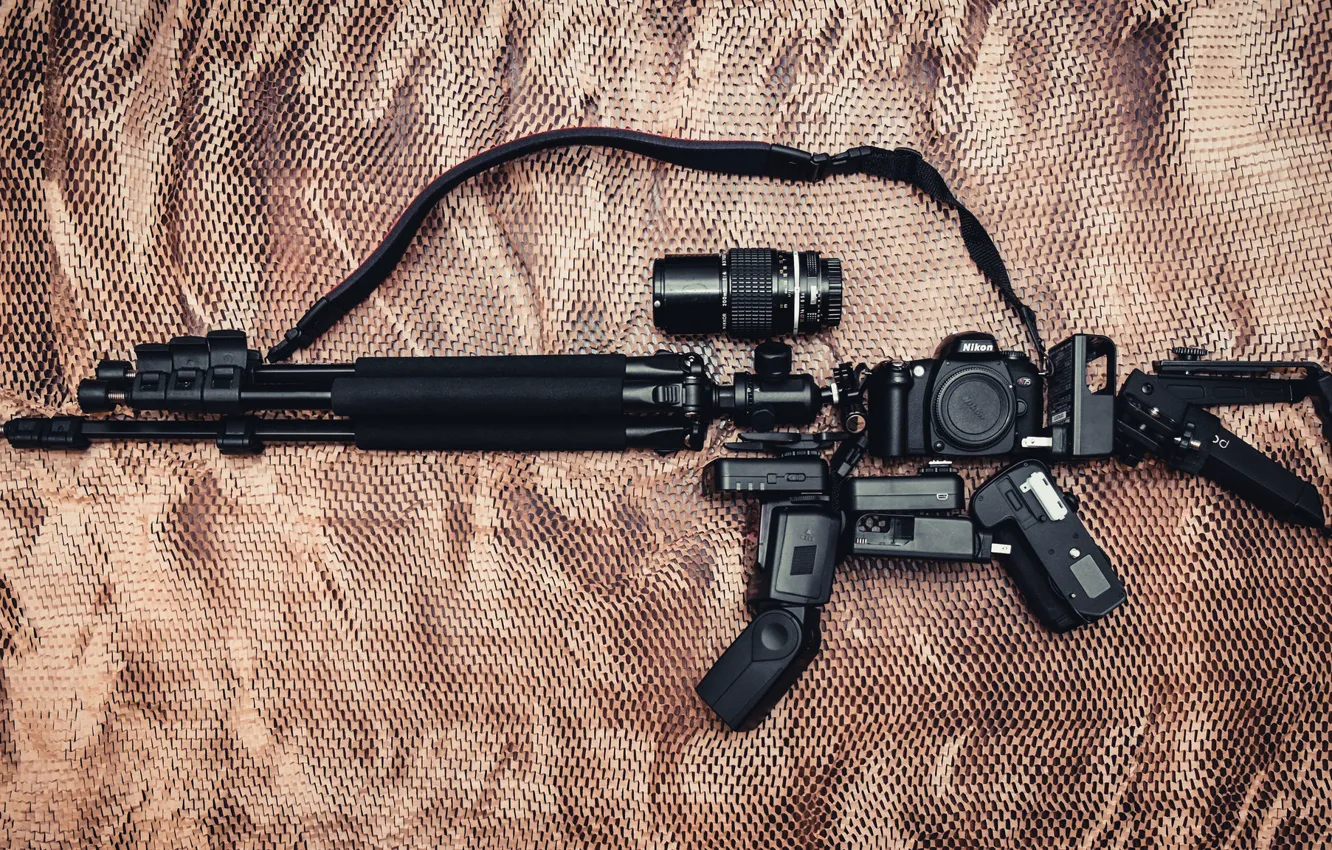 Photo wallpaper weapons, background, camera