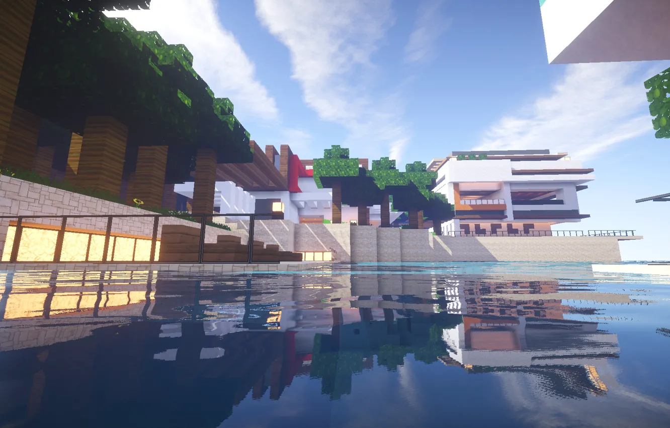 Photo wallpaper the sky, building, minecraft