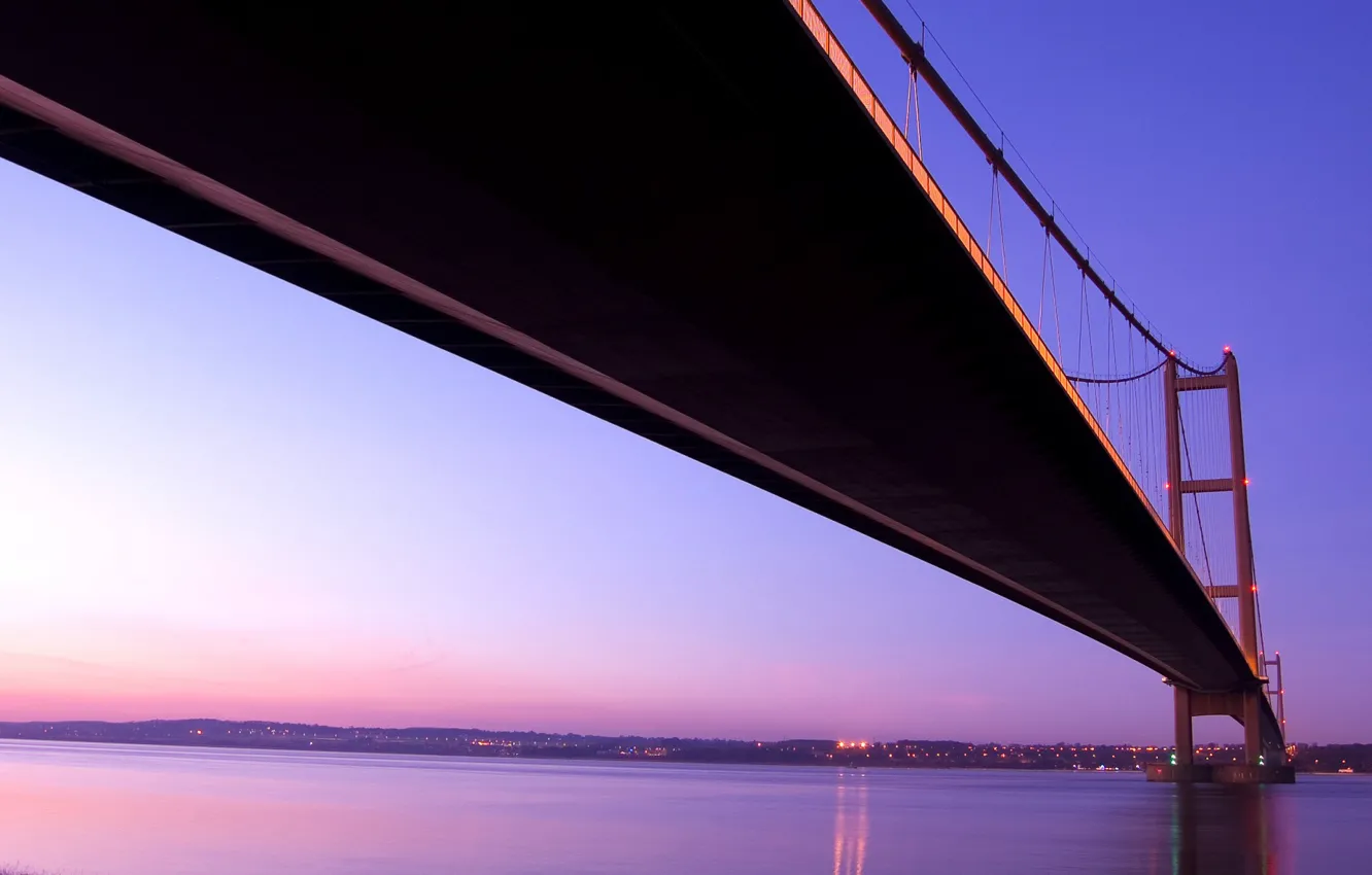 Photo wallpaper lights, river, Bridge