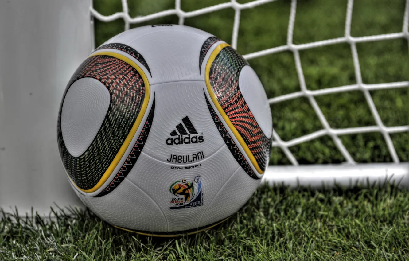 Photo wallpaper field, grass, mesh, lawn, the ball, gate, Adidas, rod