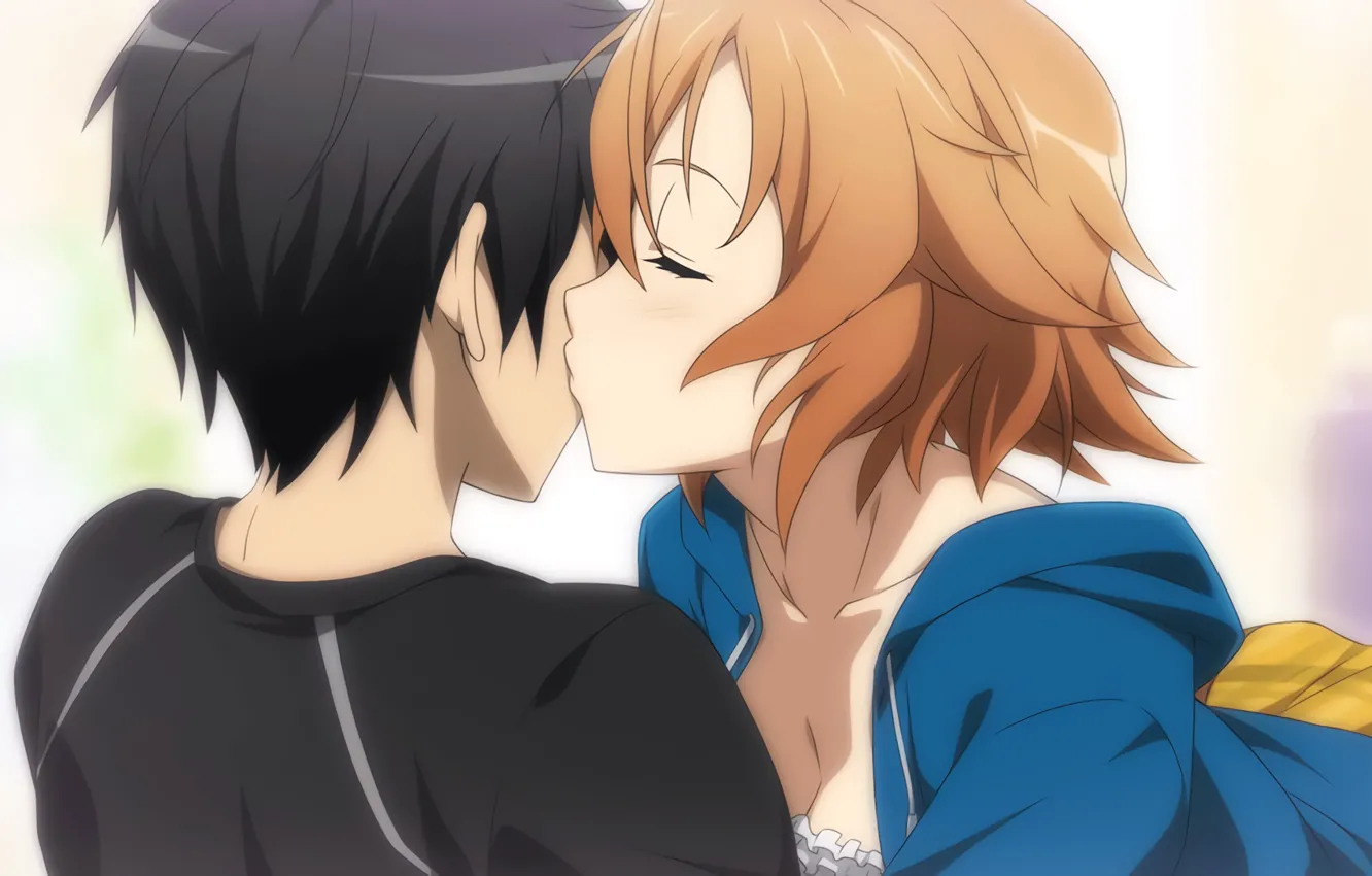 Photo wallpaper kiss, anime, art, sword art online, sword art online, kirito