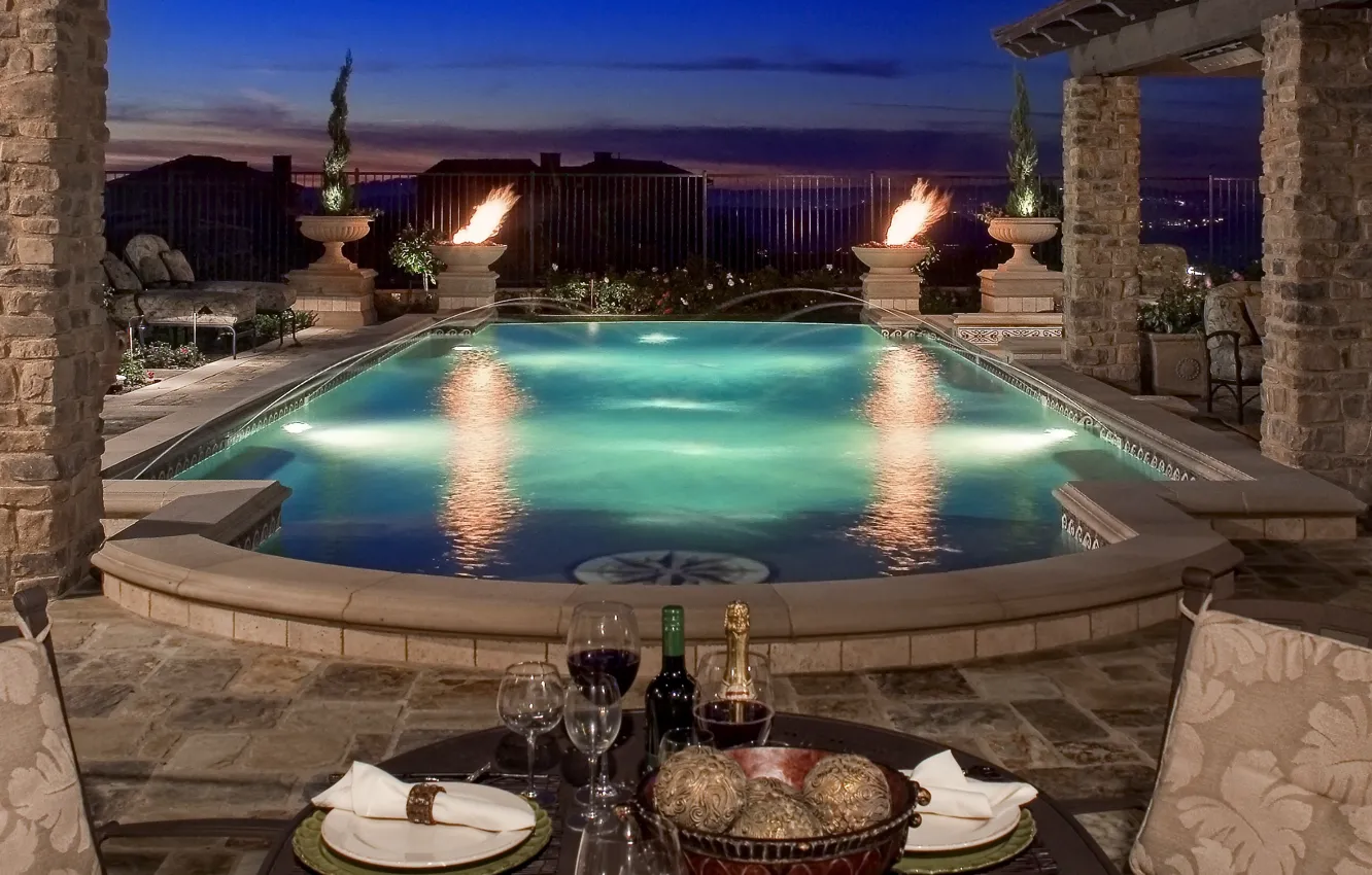 Photo wallpaper pool, California, Villa, terrace, Sacramento