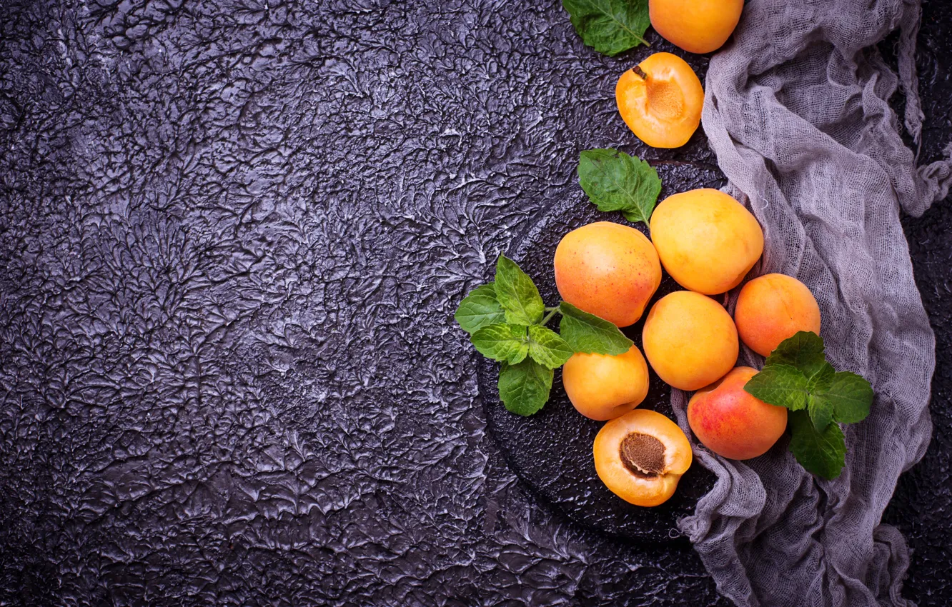 Photo wallpaper leaves, background, fabric, apricots