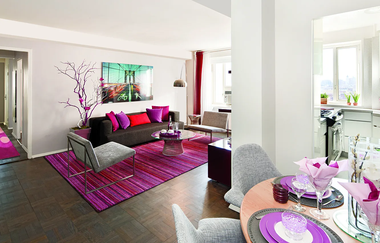 Photo wallpaper design, style, interior, New York City, apartment