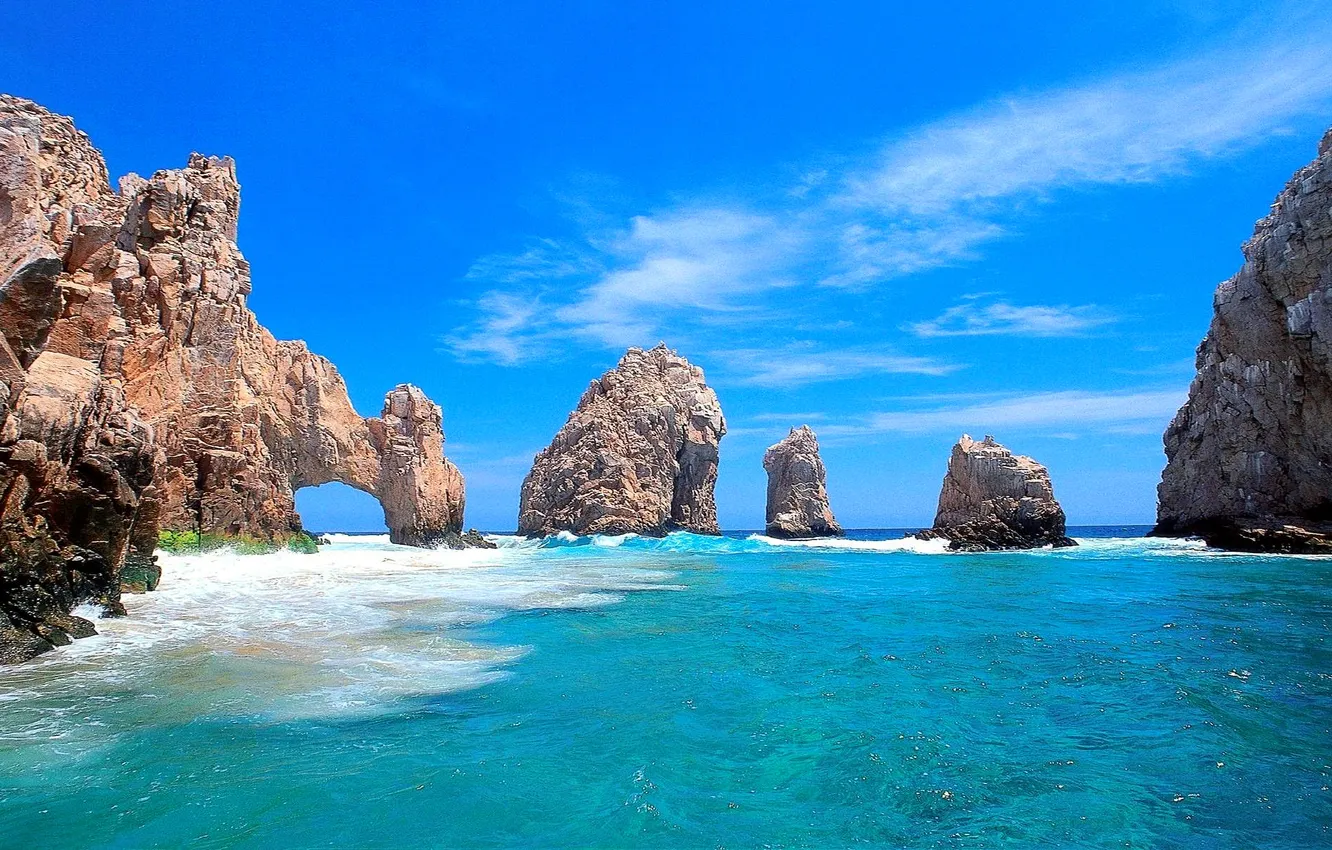 Photo wallpaper sea, the sky, clouds, nature, rocks, arch