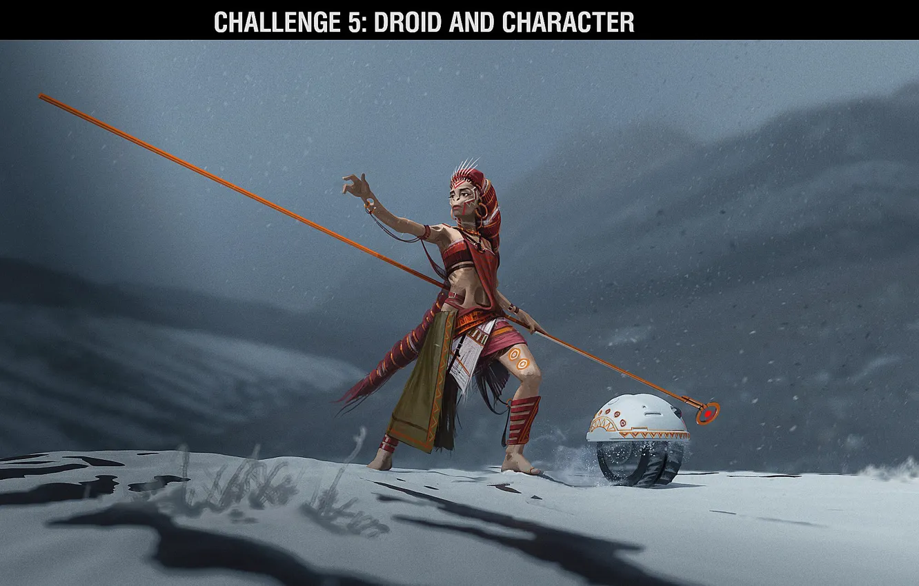 Photo wallpaper robot, being, pole, challenge, droid and character