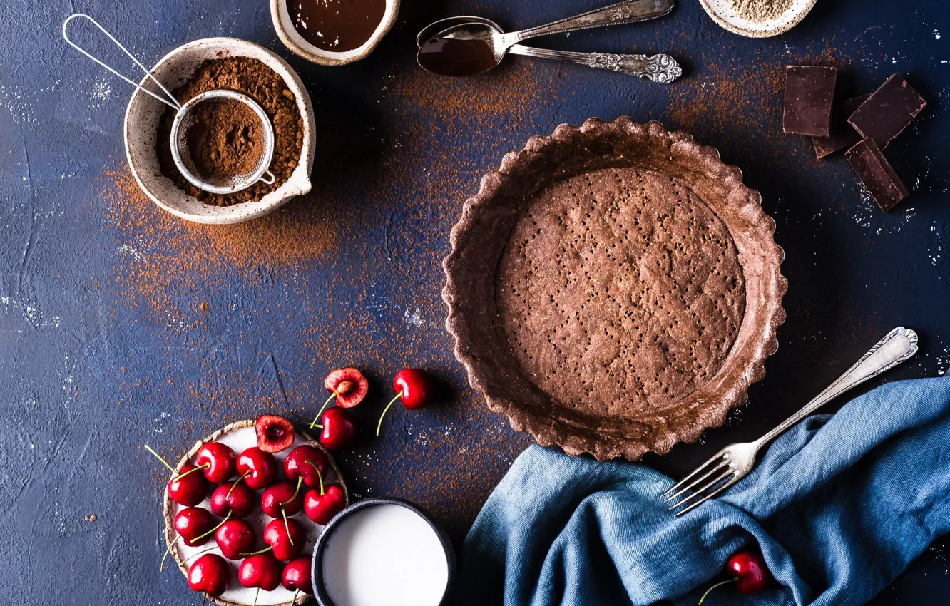 Photo wallpaper cherry, chocolate, pie, dessert