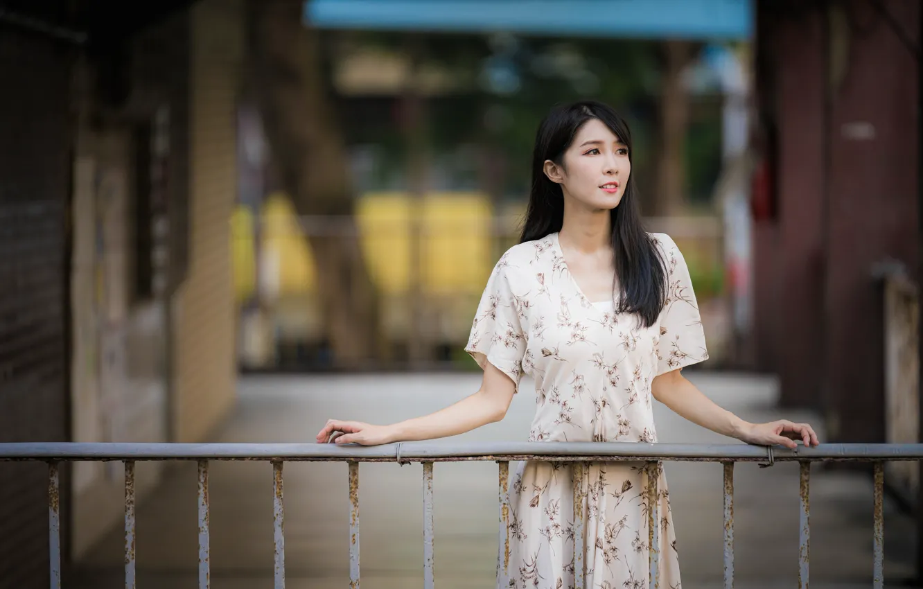 Photo wallpaper girl, Asian, cutie, bokeh