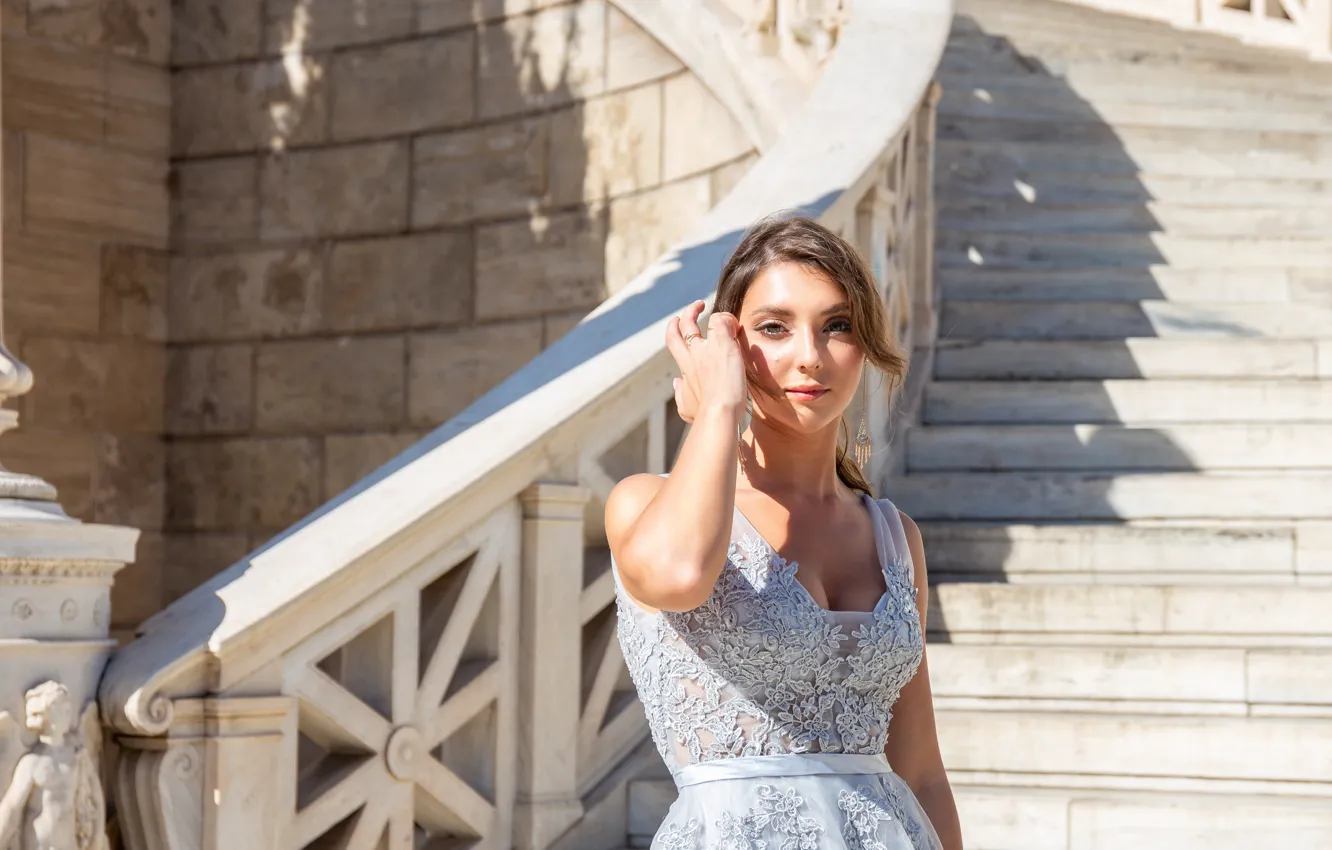 Photo wallpaper girl, romance, silence, dress, ladder, girl, women, cute girl