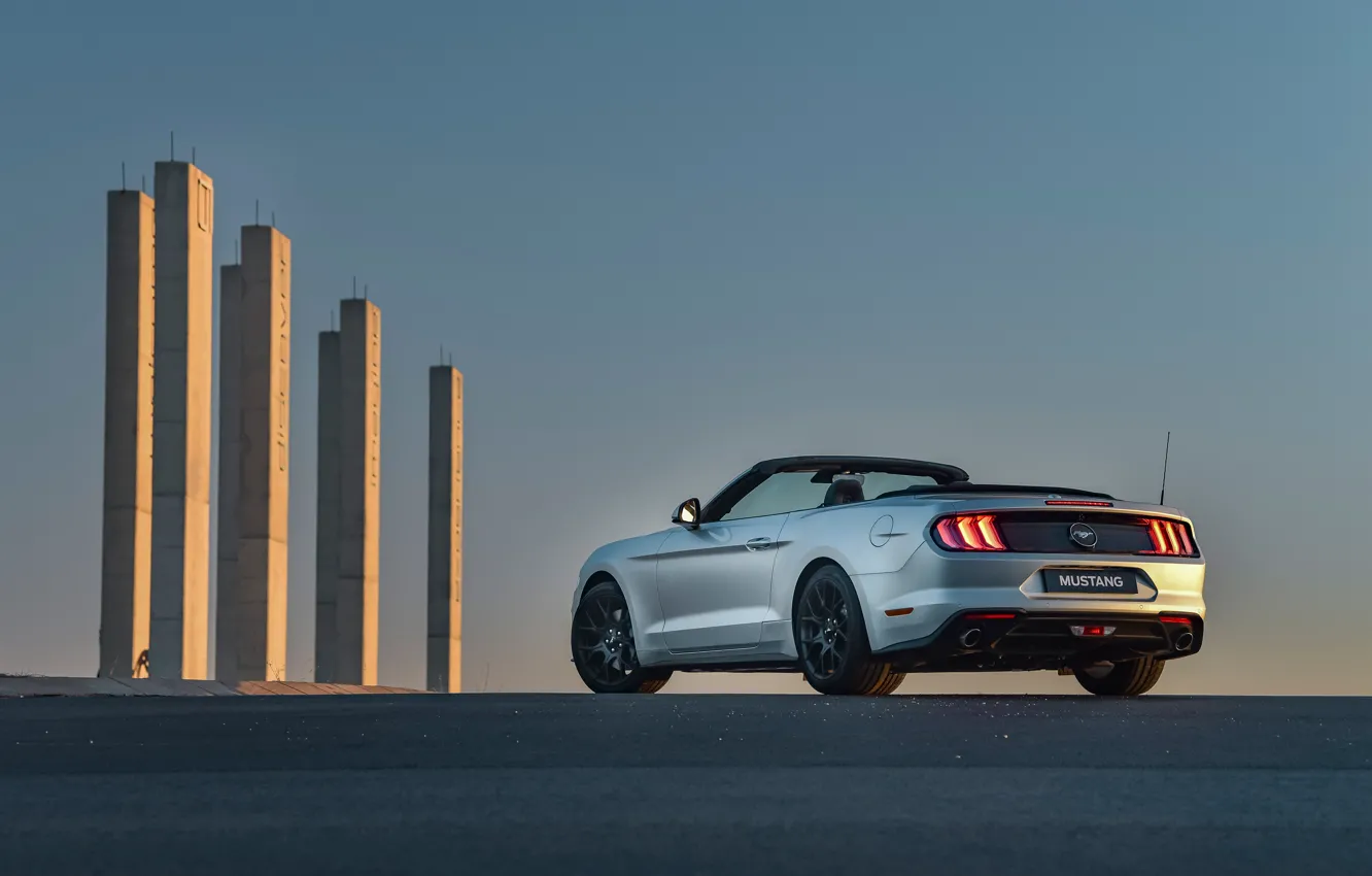 Photo wallpaper Mustang, Ford, rear view, Ford Mustang EcoBoost Convertible