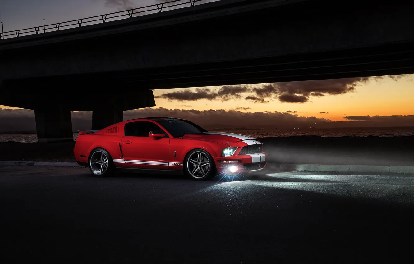 Photo wallpaper Mustang, Ford, Shelby, GT500, Muscle, Red, Car, Front